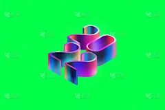 2022年新年快乐。彩色数字现代设计在绿色背景上，孤立。为网站，海报，新年卡片设计模板。3D插图，3