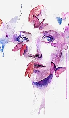 水彩蝴蝶女孩 设计图片 免费下载 页面网页 平面电商 创意素材