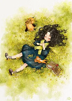 韩国插画师Aeppo‘森林女孩’插画欣赏 - 视觉中国设计师社区