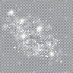 金色的光辉光效果星星爆发与闪光孤立在透明的背景