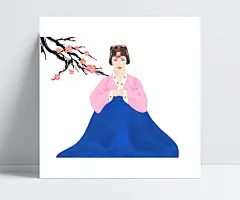 行礼仪的韩服少女韩国人物插画|PSD分层素材,PSD素材,绘画设计,卡通人物,漫画人物,人物插画,矢量人物,手绘人物,水彩插画,卡通人物,PSD分层素材,PSD素材