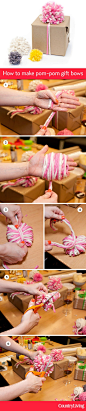 @Brett Bara shows us how to make fun pom-pom gift bows out of yarn: http://www.countryliving.com/crafts/how-to-make-pom-pom-gift-bows     #pinspirationparty