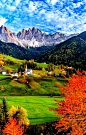 The Odle mountain peaks and the church of Santa Maddalena ~ Trentino Alto Adige in northern Italy.: 