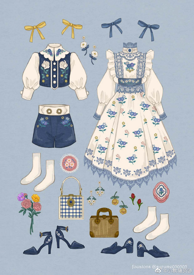#服装参考# 服装插画（作者：fouat...