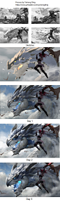 ArtStation - Elder Azure Rathalos--Monster Hunter：World Fan Art, Yuhong Ding