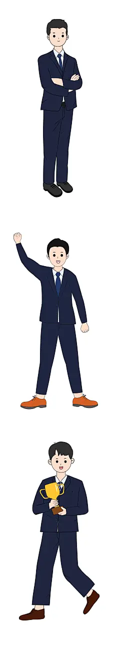 银行职员扁平插画漫画（已商用）