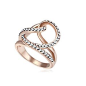 Austrian Crystal Ring - Love Magic (Metallic Silver Black + Rose Gold)