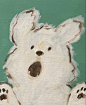 This may contain: a painting of a white teddy bear with paw prints