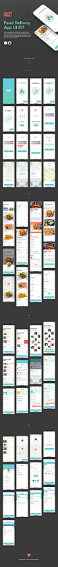 #UI设计# #APP模版#
清新淡雅简约的美食外卖全流程APP UI KITS[XD,Sketch]