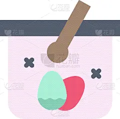 篮子,复活节,图标,平坦的,彩色图片,卵,手推车,家庭,环境,简单