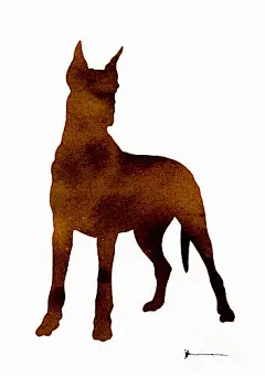 great-dane-brown-silhouette-watercolor-painting-joanna-szmerdt 进口装饰画画芯高清图片