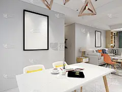 3D效果图，温馨餐厅区域设计，木制桌椅