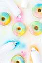 Lisa Frank Inspired Edible "Spray Paint" Donuts