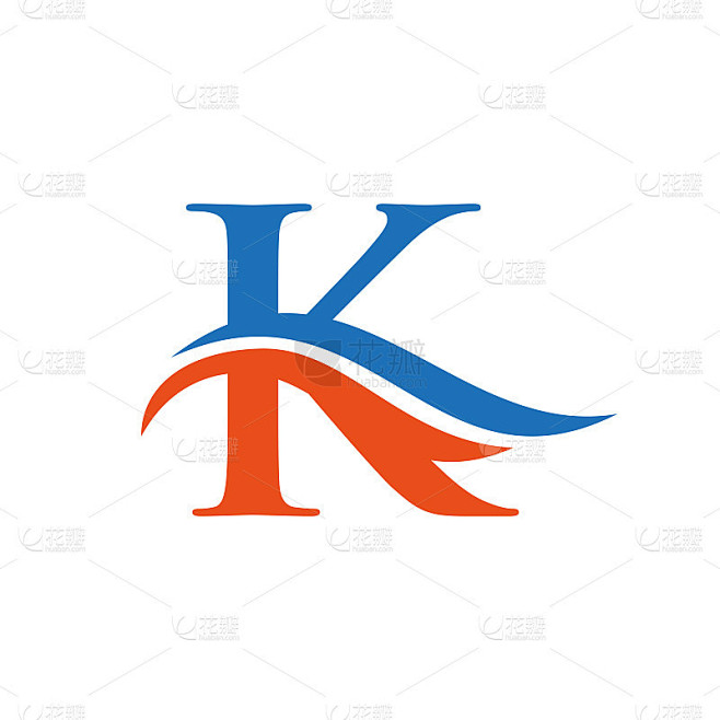 字母K标志图标设计。字母K波标志现代，平坦和极简的商业标志模板