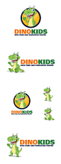 时尚可爱儿童小恐龙吉祥物logo标志设计模板