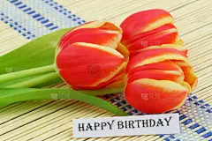 郁金香,红色,黄色,生日卡,餐垫,贺卡,水平画幅,绿色,无人,生日