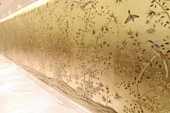 定制酒店手绘金箔壁画金黄色手绘墙纸高端背景墙欧式金箔画壁纸-淘宝网