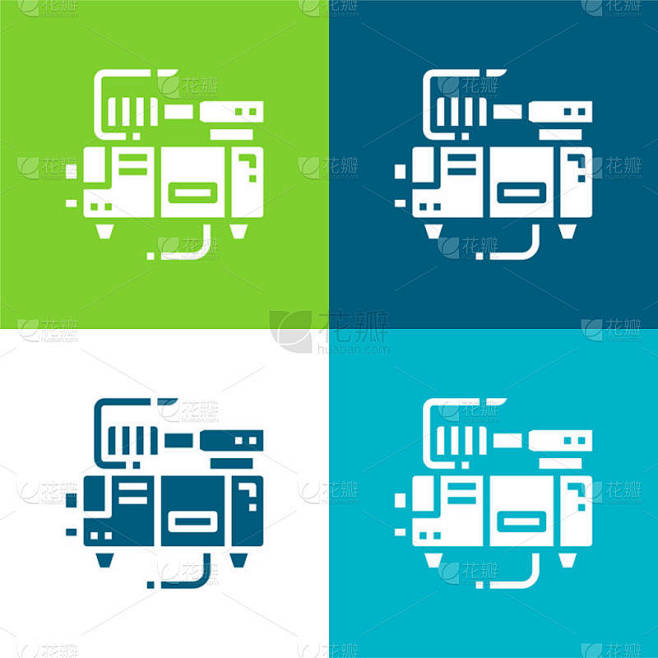 气泵平四色最小图标集