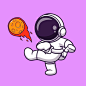 宇航员踢球月球插画矢量图设计素材