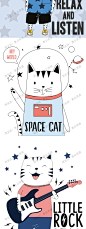 时尚卡通可爱涂鸦手绘猫狗动物手机壳T恤图案背景矢量ai图片素材-淘宝网
