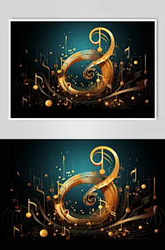 AI数字艺术音乐乐符乐谱元素插画