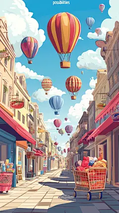 购物车插画3d场景等通用背景模板 (26)