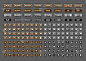 Cartoony castle buttons for creating video games. 