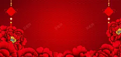 新年喜庆红色中国结电商海报背景 花枝 花纹 装饰 边框 背景 设计图片 免费下载 页面网页 平面电商 创意素材