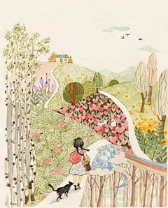 韩国治愈性插画师 S Hee水彩插画童年记忆 – 三只猫文化艺术官网