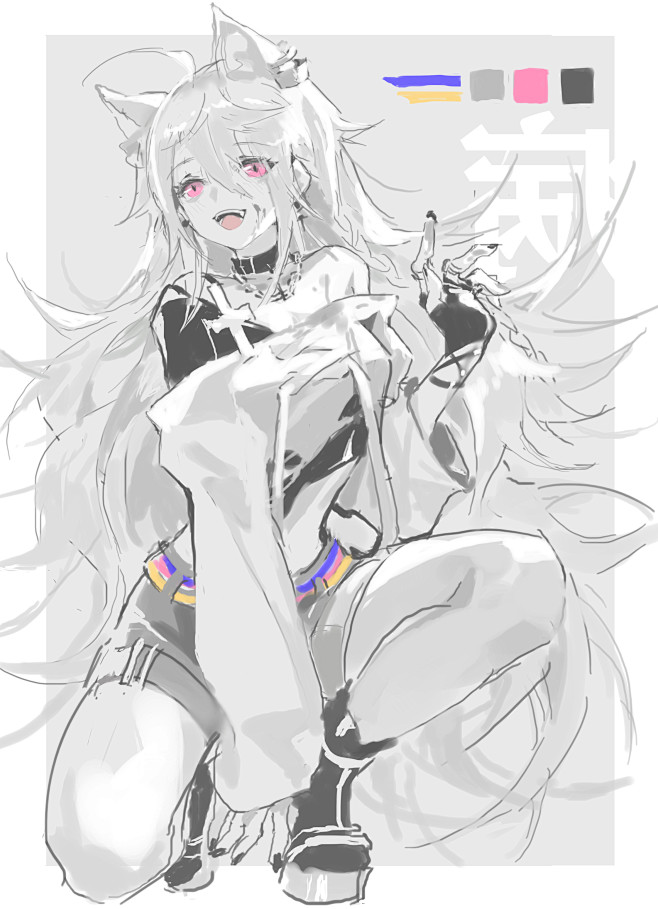 #少女 线稿练习 - 若干爪的插画 - ...