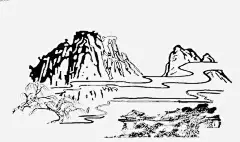 简笔山水画素材线稿免抠png素材_新图网ixintu.com