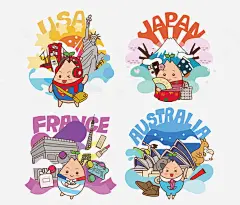 国外旅行_新图网 https://ixintu.com 日本 美国 澳大利亚 法国 卡通旅游景点