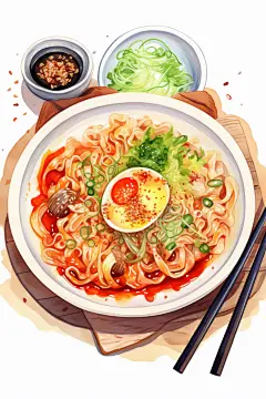 卡通手绘美味腊八节腊八面插画