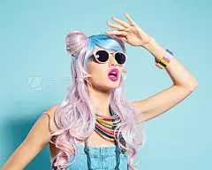 Pink hair girl in funky manga outfit