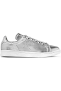 Adidas Originals - x Raf Simons “Stan Smith” 穿孔镂空金属感皮革运动鞋 : 鞋底厚约 2 厘米<br/> 银色皮革<br/> 绑带式鞋面