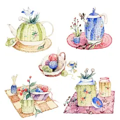 小茶壶~-空西瓜_水彩  手绘  插画_涂鸦王国插画
