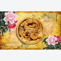国色天香背景墙  - 源文件下载【酷图网】牡丹,龙,金色,黄色,电视背景墙,壁画,装饰画,酒店墙画,背景墙,电视墙,墙面装饰,壁纸,客厅,卧室,玄关,走廊,书房,墙贴,3d立体背景墙,