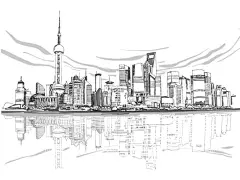 建筑速写  - 源文件下载【酷图网】上海,外滩,建筑,速写,手绘,素描