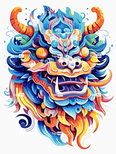 亚洲萌画龙，野兽派配色风格