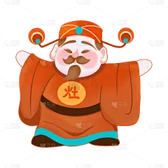中国风小年灶王爷元素贴纸