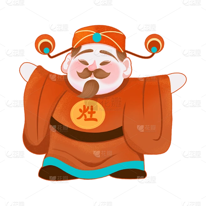 中国风小年灶王爷元素贴纸