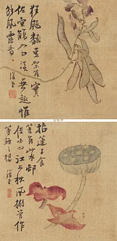 李鱓李鱓（款）蔬果小品（三帧）立轴作品欣赏