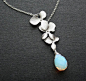 Orchid necklace, Moonstone necklace, Bridesmaid necklaces,  flower, Weeding, Everyday, Rianbow moonstone, Sterling silver chain available : Orchid necklace presents love, beauty and strength. Beautiful opalite moonstone glows with blue, aqua, light yellow