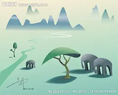 意境小象插画