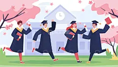 创意卡通青春校园毕业季手绘插画高清模板免费下载-趣麦麦图