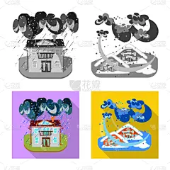 天气,发狂的,分离着色,图标,一个物体,云,雪,强风,暴风雨,大风雪