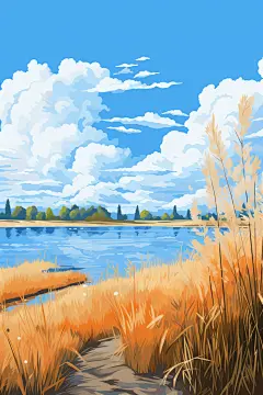 立秋秋景秋色插画