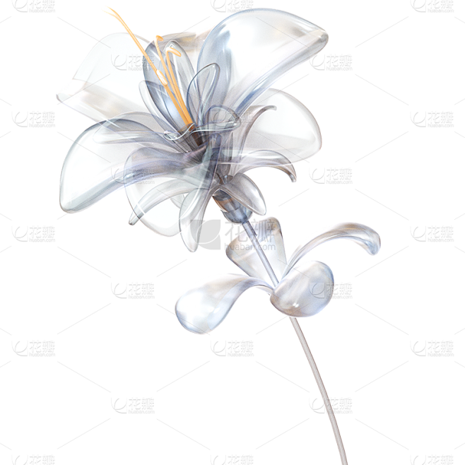 特效通用水晶流体花朵元素素材