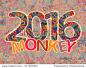 Zentangle 2016 year. Happy new year background. Year of monkey. Vector image can be used for web design, trendy printed products, posters, calendars, invitations and greeting cards.-假期,艺术-海洛创意（HelloRF） - 站酷旗下品牌 - Shutterstock中国独家合作伙伴