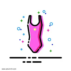 手绘体育用品游泳衣插画图片png免抠元素卡通手绘背景装饰免扣图片